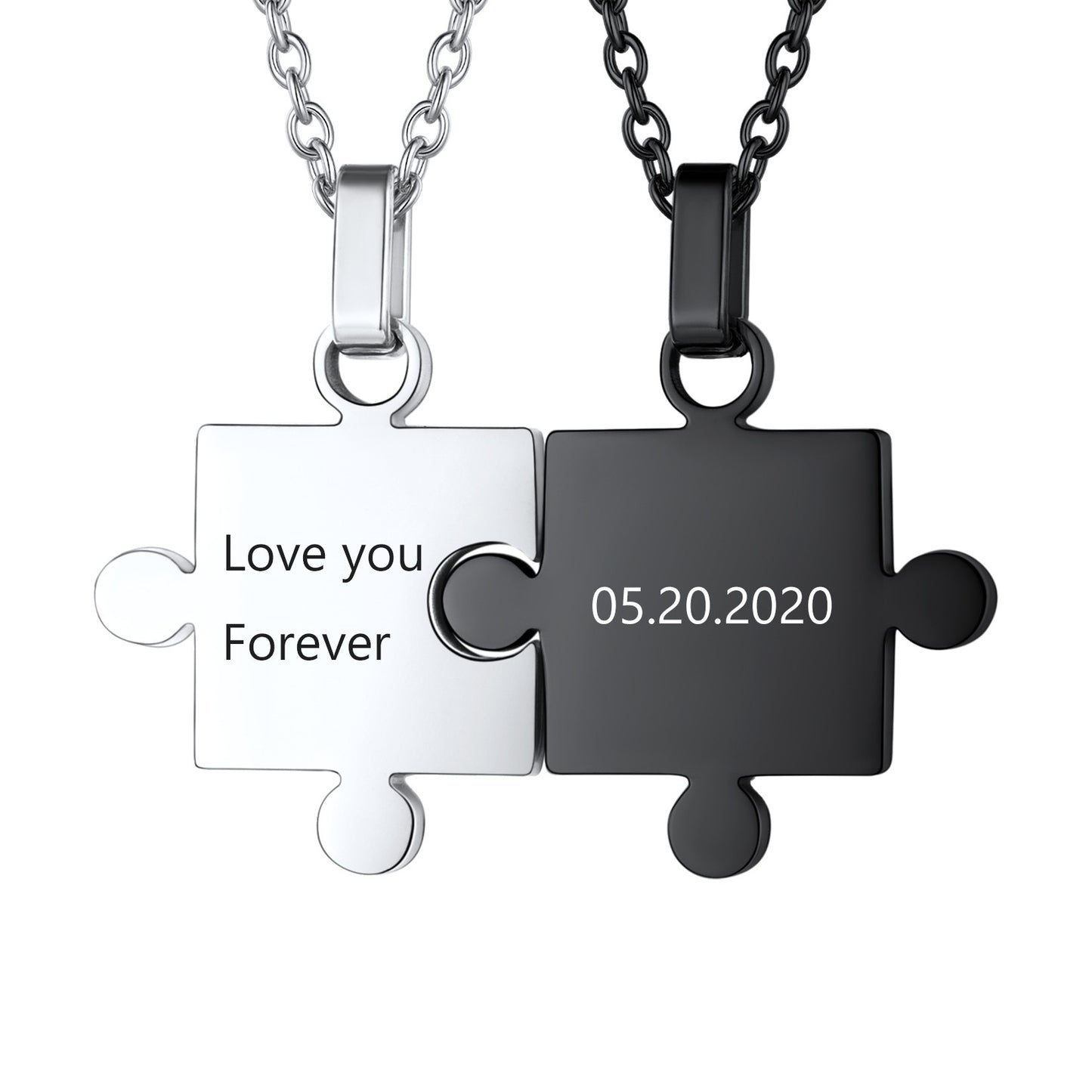 Personalized Puzzle Matching Necklaces for Couple