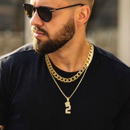 Bling Cubic Zircoina Crown Number Necklace