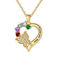 Personalized Birthstone Butterfly Heart Necklace for Women