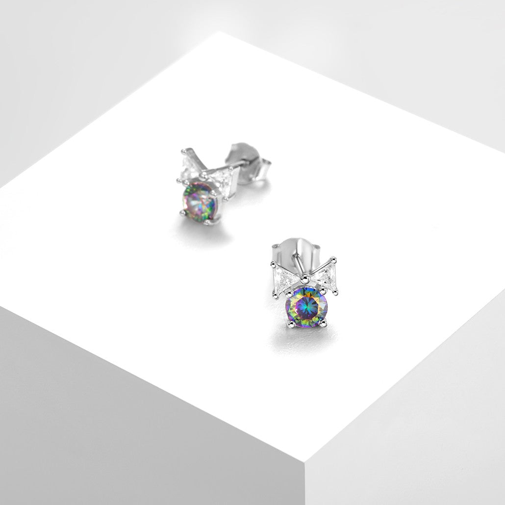 Boucles d'oreilles à tige en argent sterling avec perles et zircones cubiques