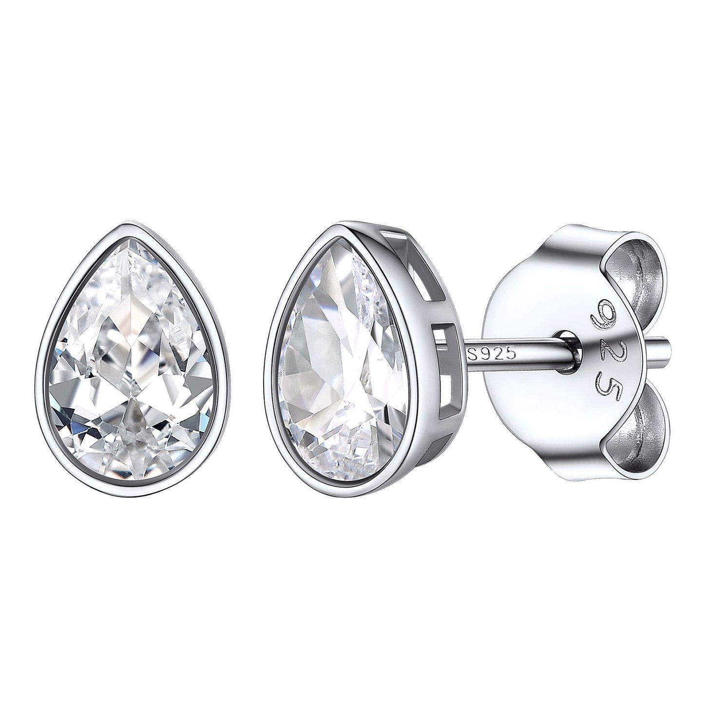 ⚡Flash Sale Sterling Silver Pear Cut CZ Stud Earrings