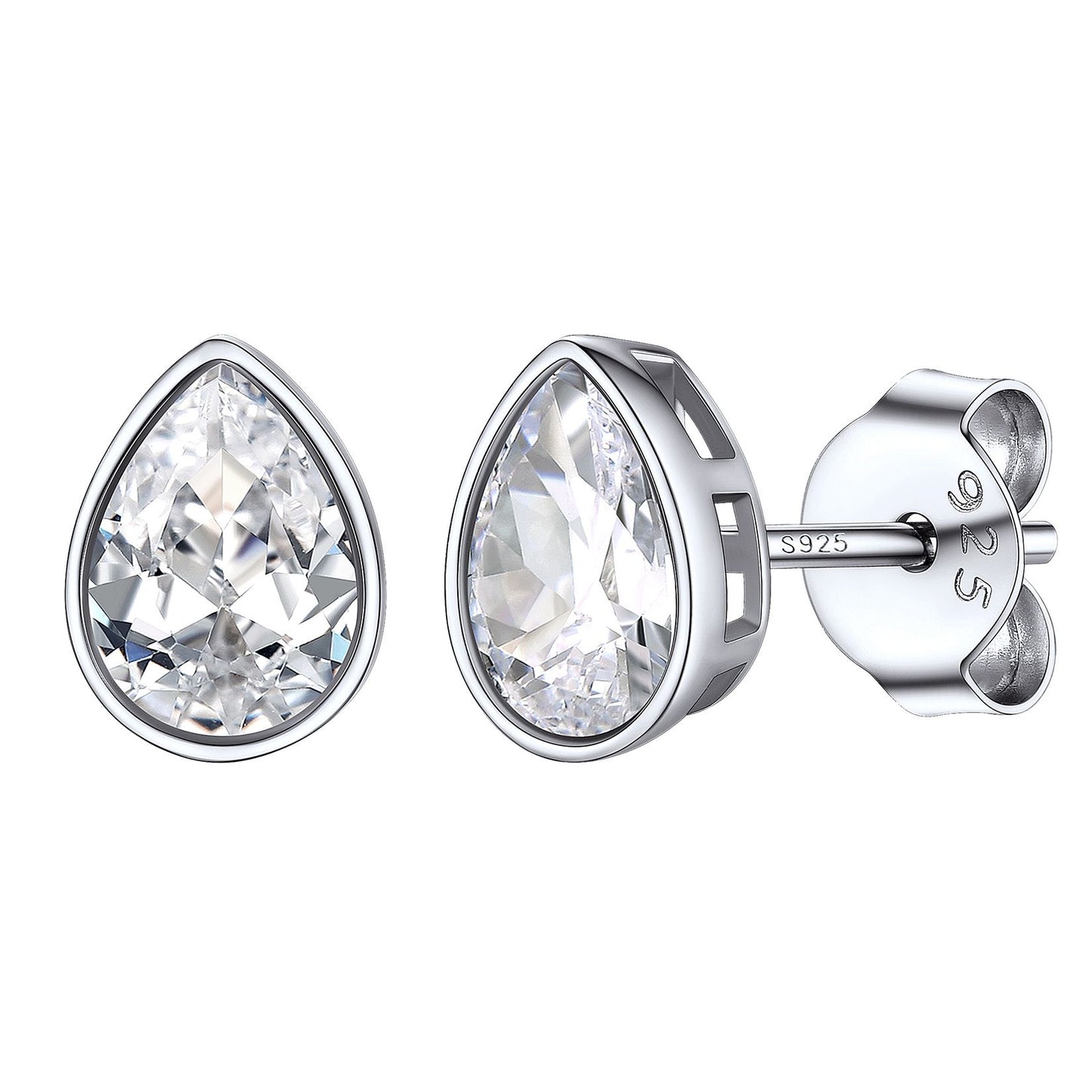 ⚡Flash Sale Sterling Silver Pear Cut CZ Stud Earrings