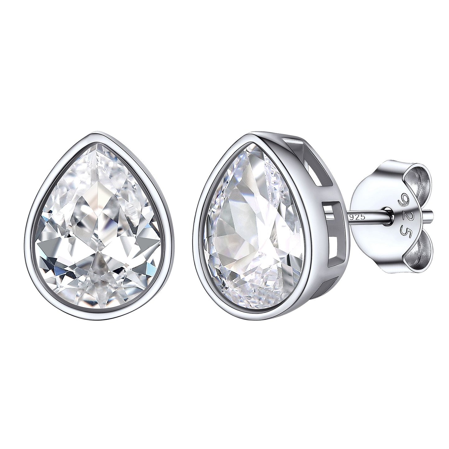 ⚡Flash Sale Sterling Silver Pear Cut CZ Stud Earrings