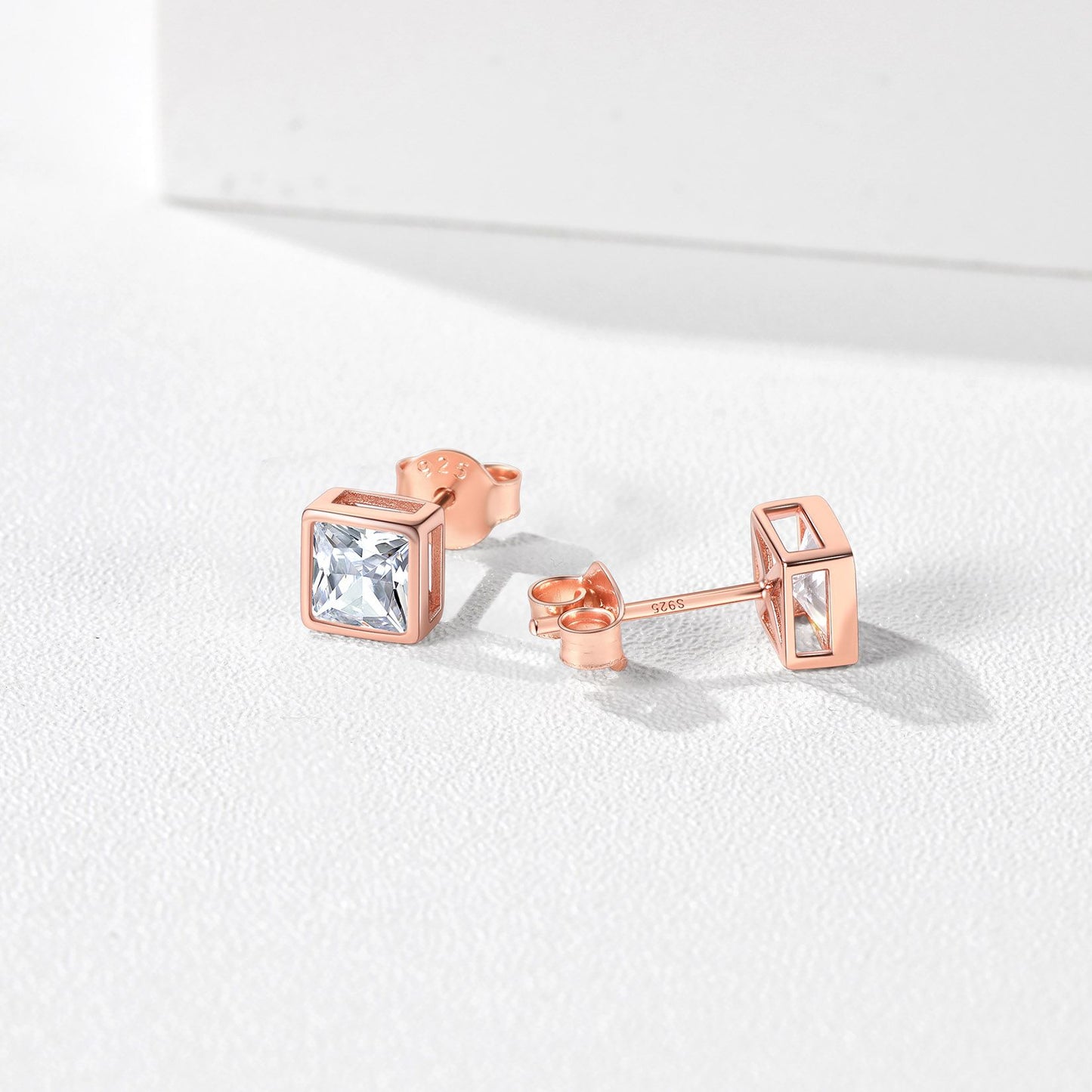 ⚡Flash Sale Sterling Silver Princess Cut CZ Stud Earrings