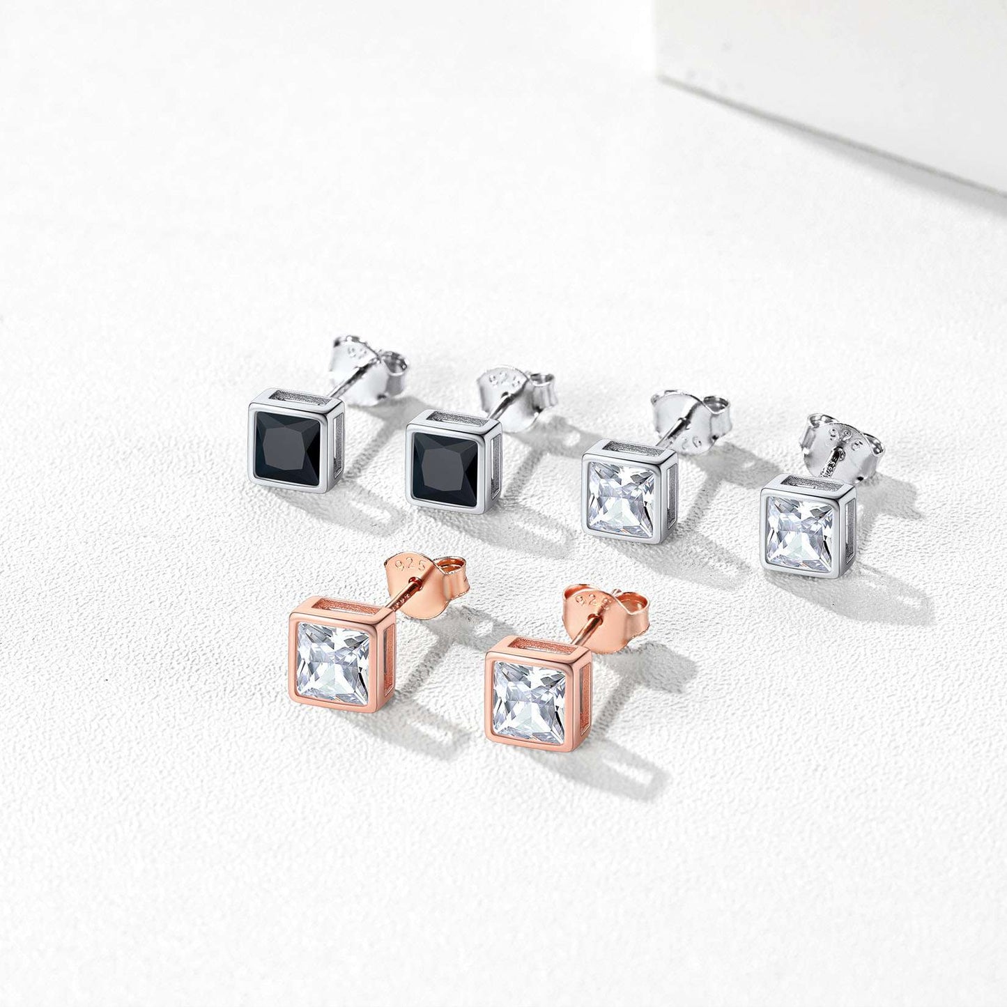 ⚡Flash Sale Sterling Silver Princess Cut CZ Stud Earrings