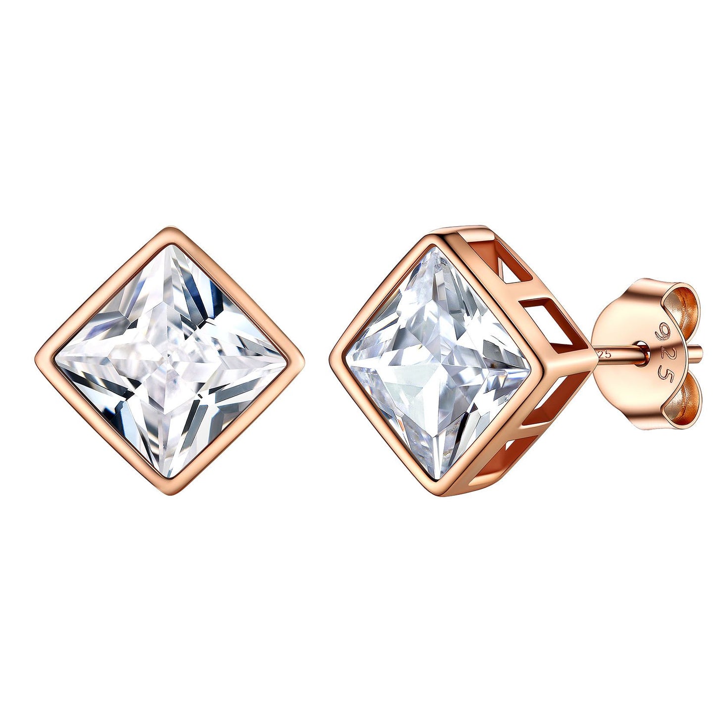 ⚡Flash Sale Sterling Silver Princess Cut CZ Stud Earrings