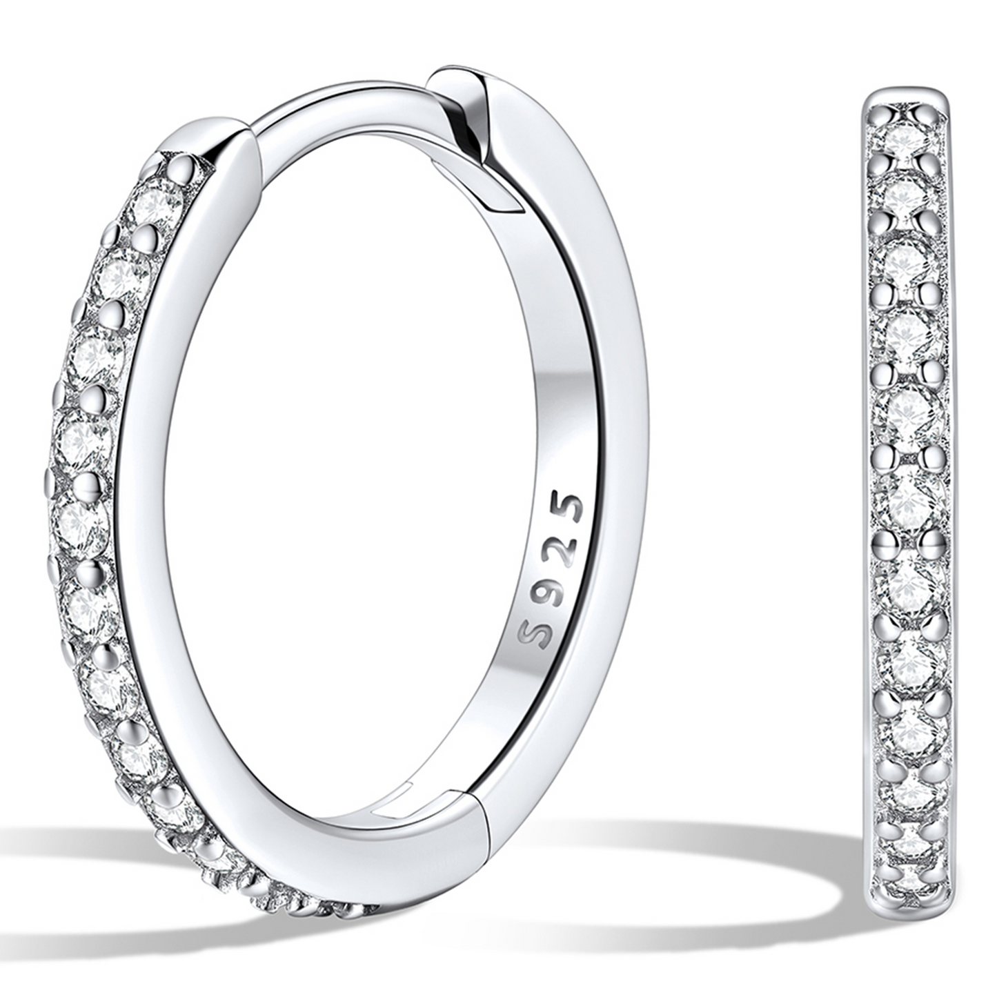 925 Sterling Silver Cubic Zirconia Huggie Earrings for Women