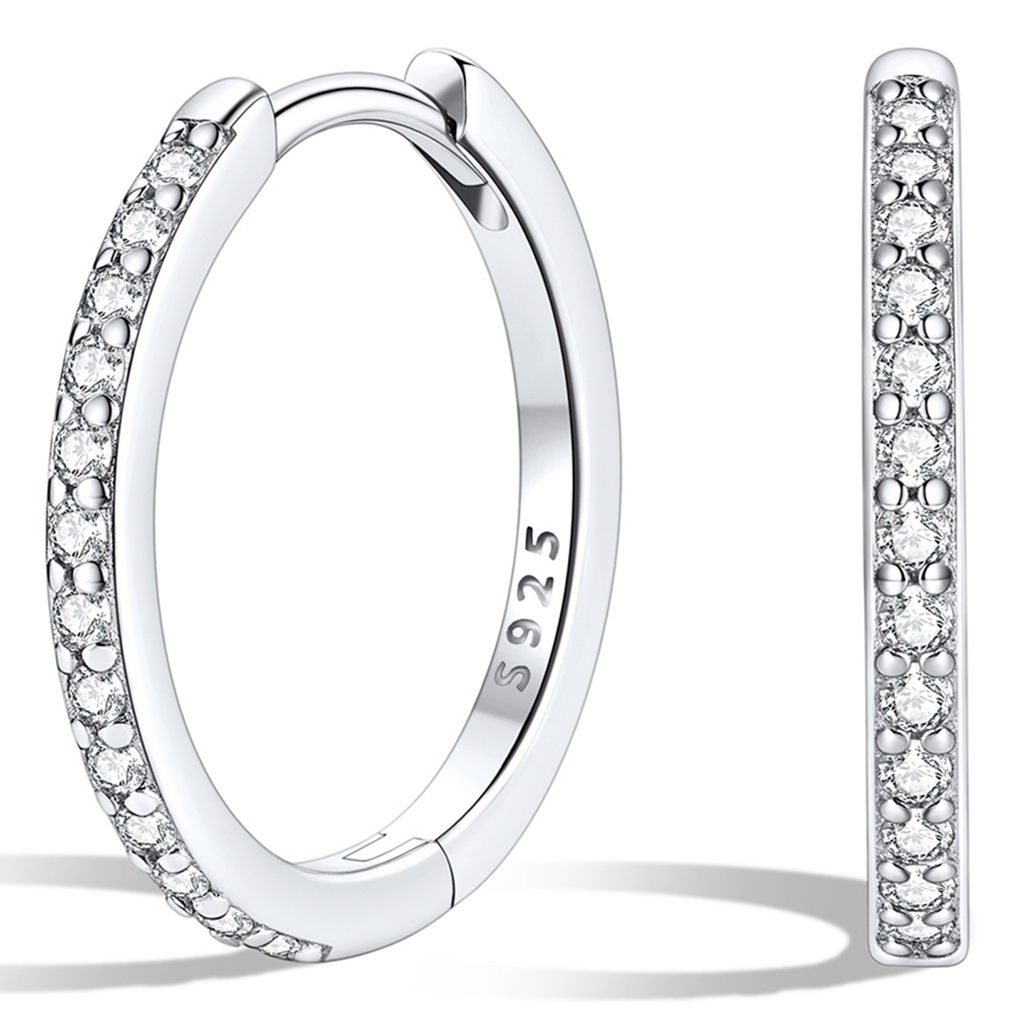 925 Sterling Silver Cubic Zirconia Huggie Earrings for Women