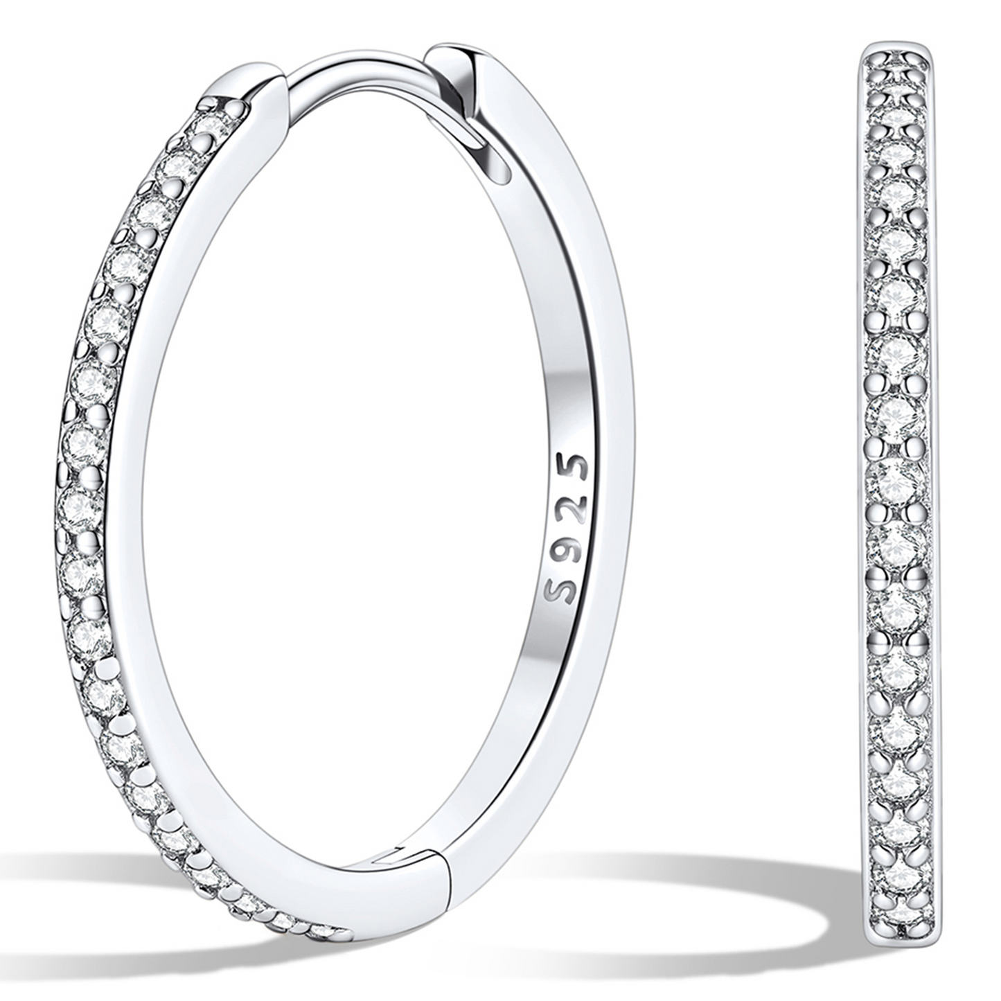 925 Sterling Silver Cubic Zirconia Huggie Earrings for Women