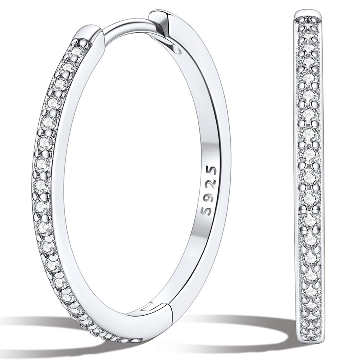 925 Sterling Silver Cubic Zirconia Huggie Earrings for Women