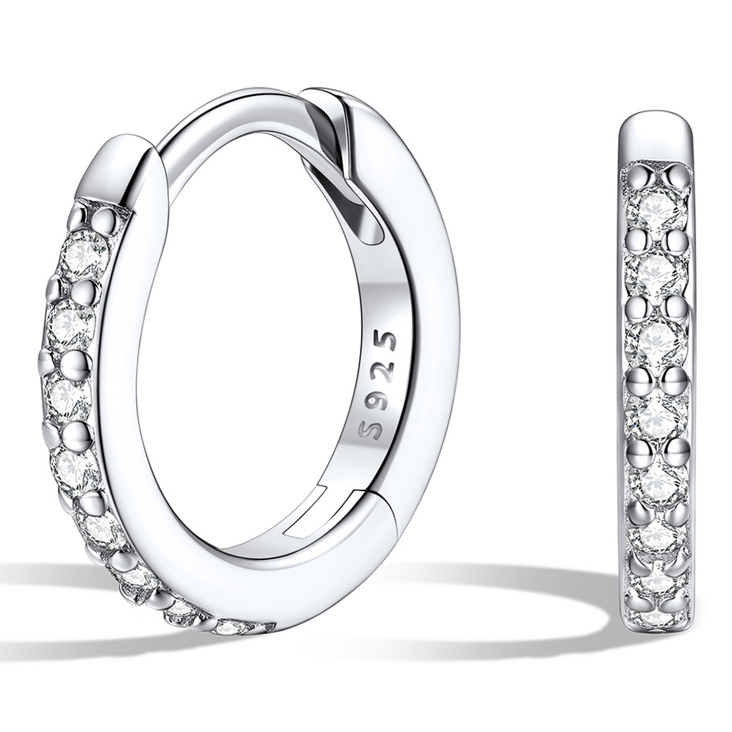 925 Sterling Silver Cubic Zirconia Huggie Earrings for Women