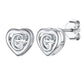 Boucles d'oreilles à tige en forme de cœur avec lettre initiale en argent sterling et zircone cubique