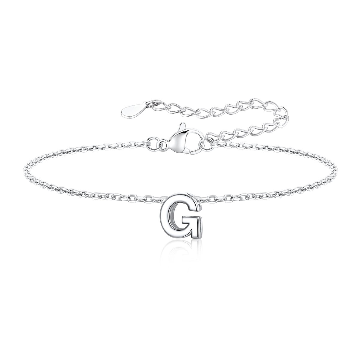 925 Sterling Silver Initial Bracelet for Women