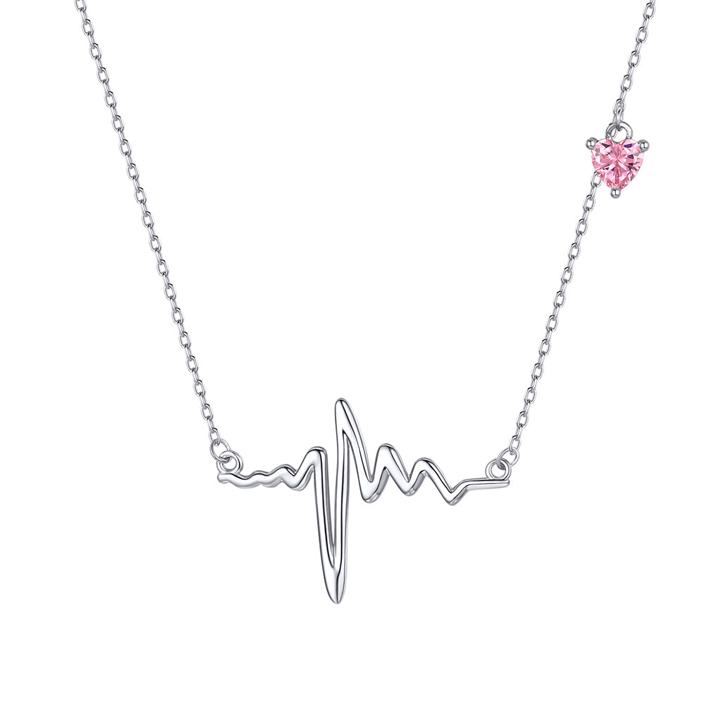 ⚡Flash Sale Heartbeat Necklace with Pink Heart Crystals