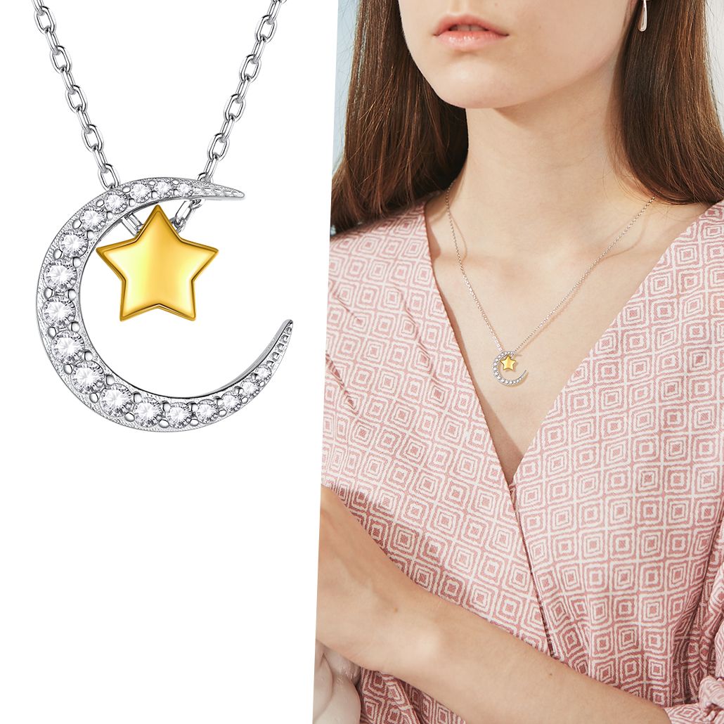 ⚡Flash Sale 925 Sterling Silver Moon Star Necklace