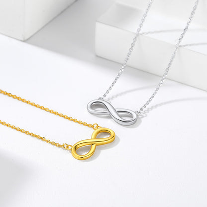 Collier infini en argent sterling avec pierre de naissance en forme de cœur