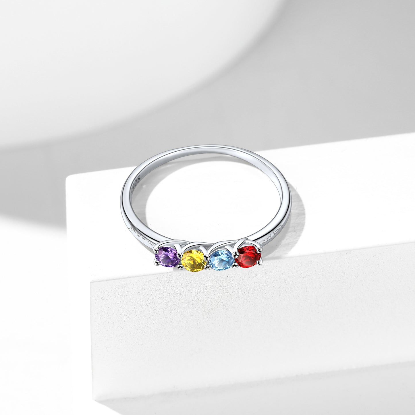 Personalized Sterling Silver Family Birthstone Ring Anniversary Ring