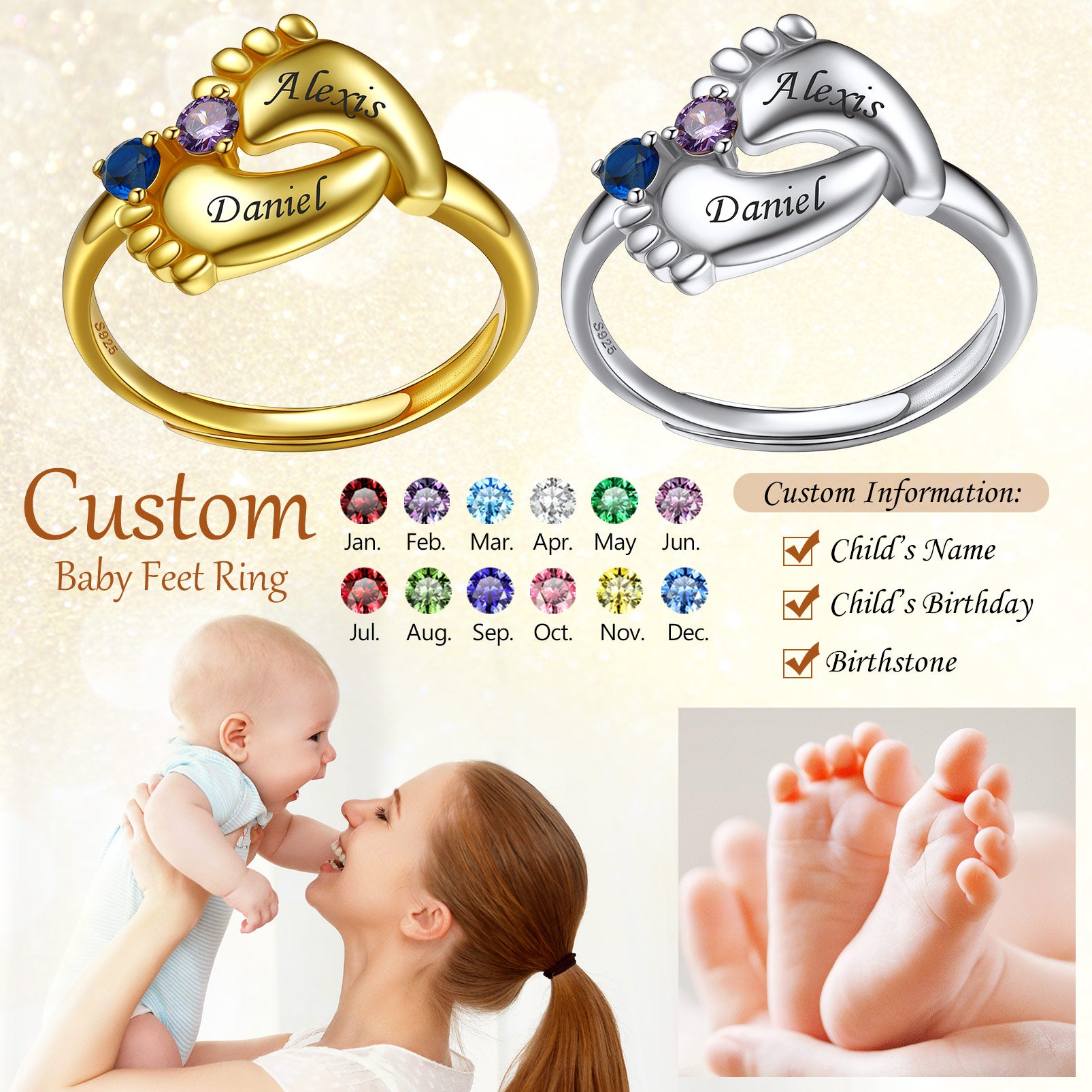  Mother's Birthstone Ring