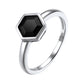 Sterling Silver Black Cubic Zirconia Bezel Set Hexagon Engagement Ring