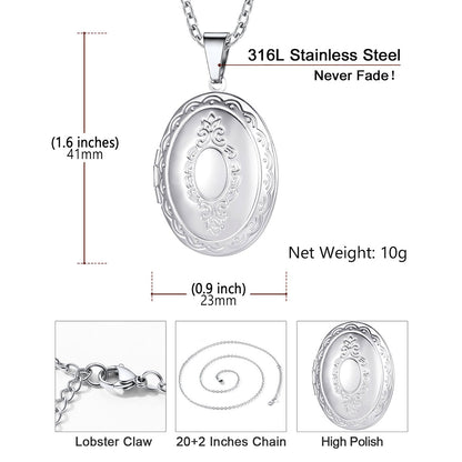 Vintage Oval Photo Locket Necklace Dimension, Durable