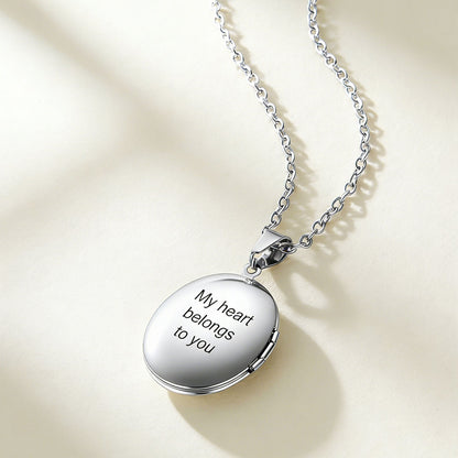 Vintage Oval Photo Locket Necklace with stainless steel
