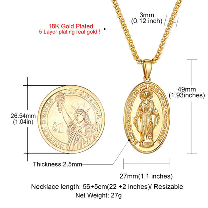 Virgin Mary Miraculous Medal Necklaces Dimension, Durable