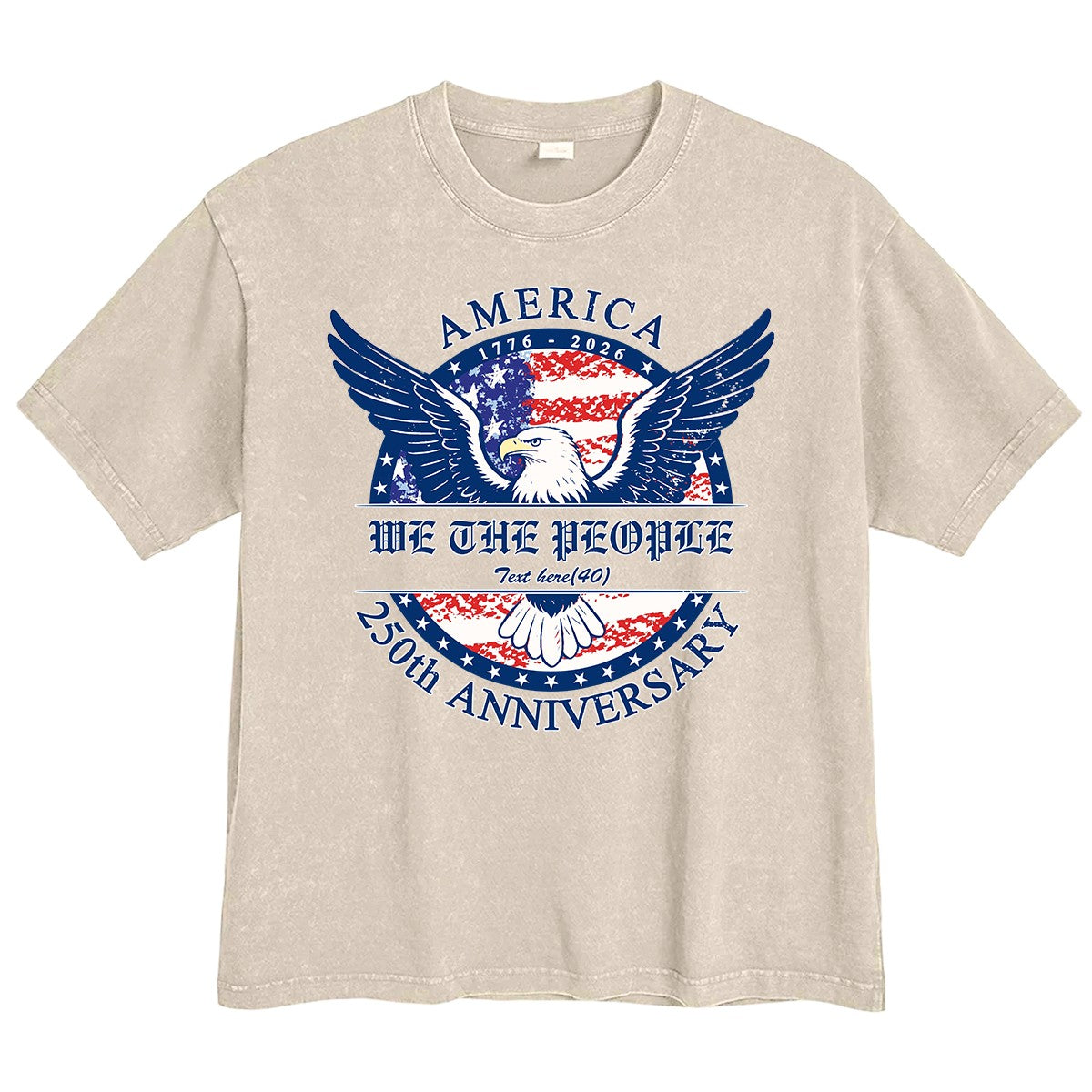 Washed Alomond 250th Anniversary T Shirt USA 4th of July Shirts