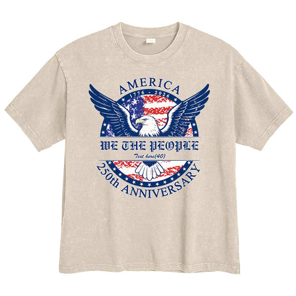 Washed Alomond 250th Anniversary T Shirt USA 4th of July Shirts
