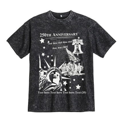 Washed Black Custom 250th Anniversary USA T Shirt 4th of July Shirts