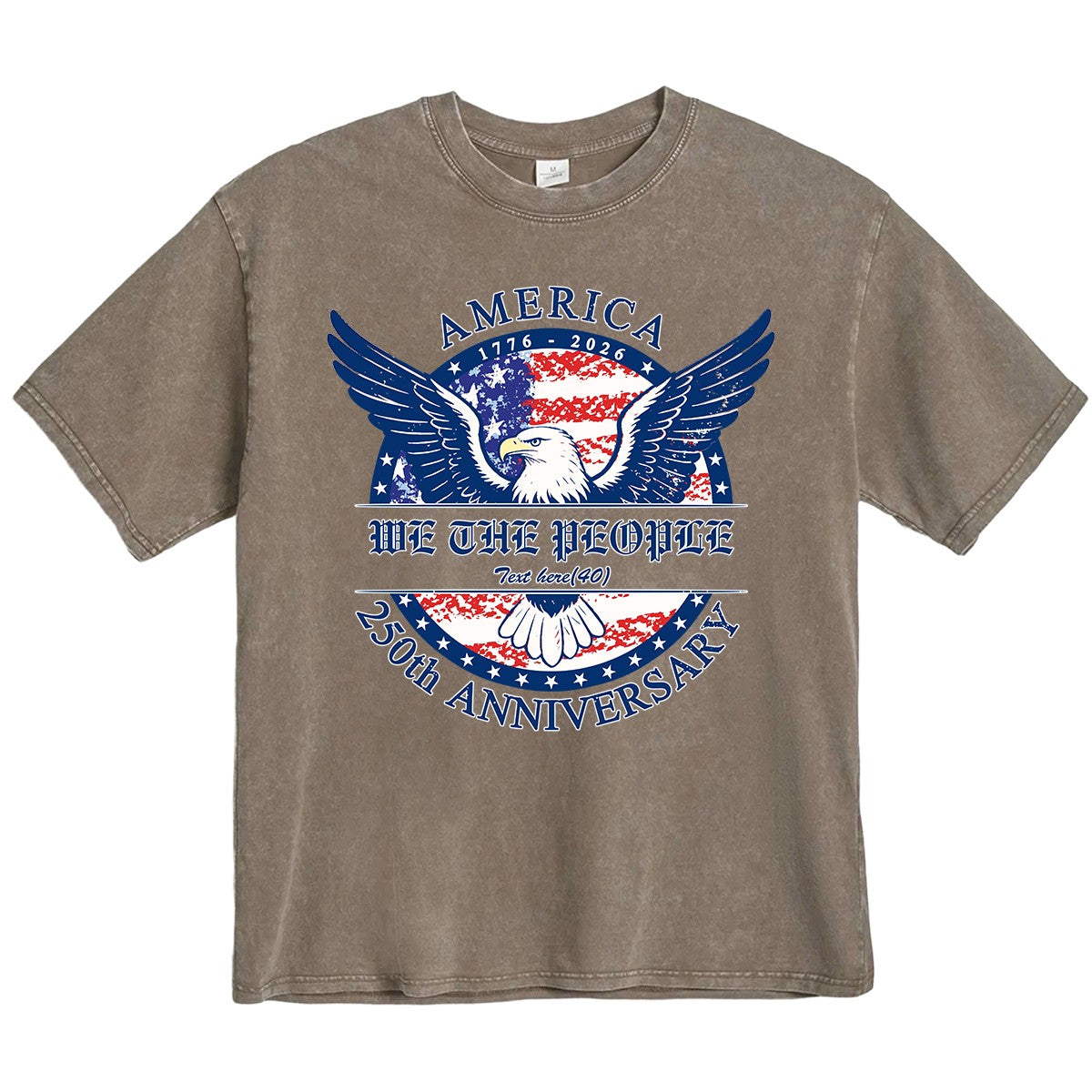 Washed Brown 250th Anniversary T Shirt USA 4th of July Shirts
