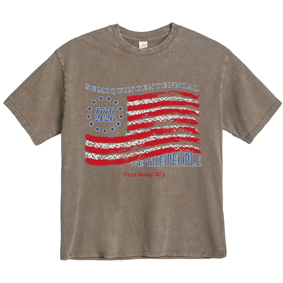 Washed Brown American Flag 4th of July T-Shirt 