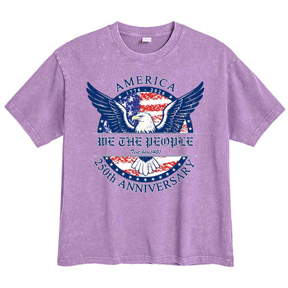 Washed Purple 250th Anniversary T Shirt USA 4th of July Shirts