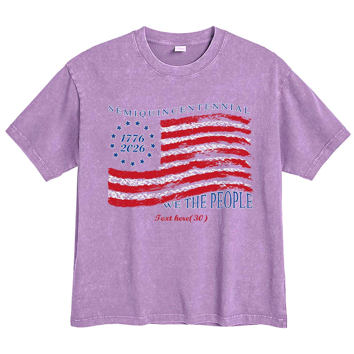 Washed Purple American Flag 4th of July T-Shirt 