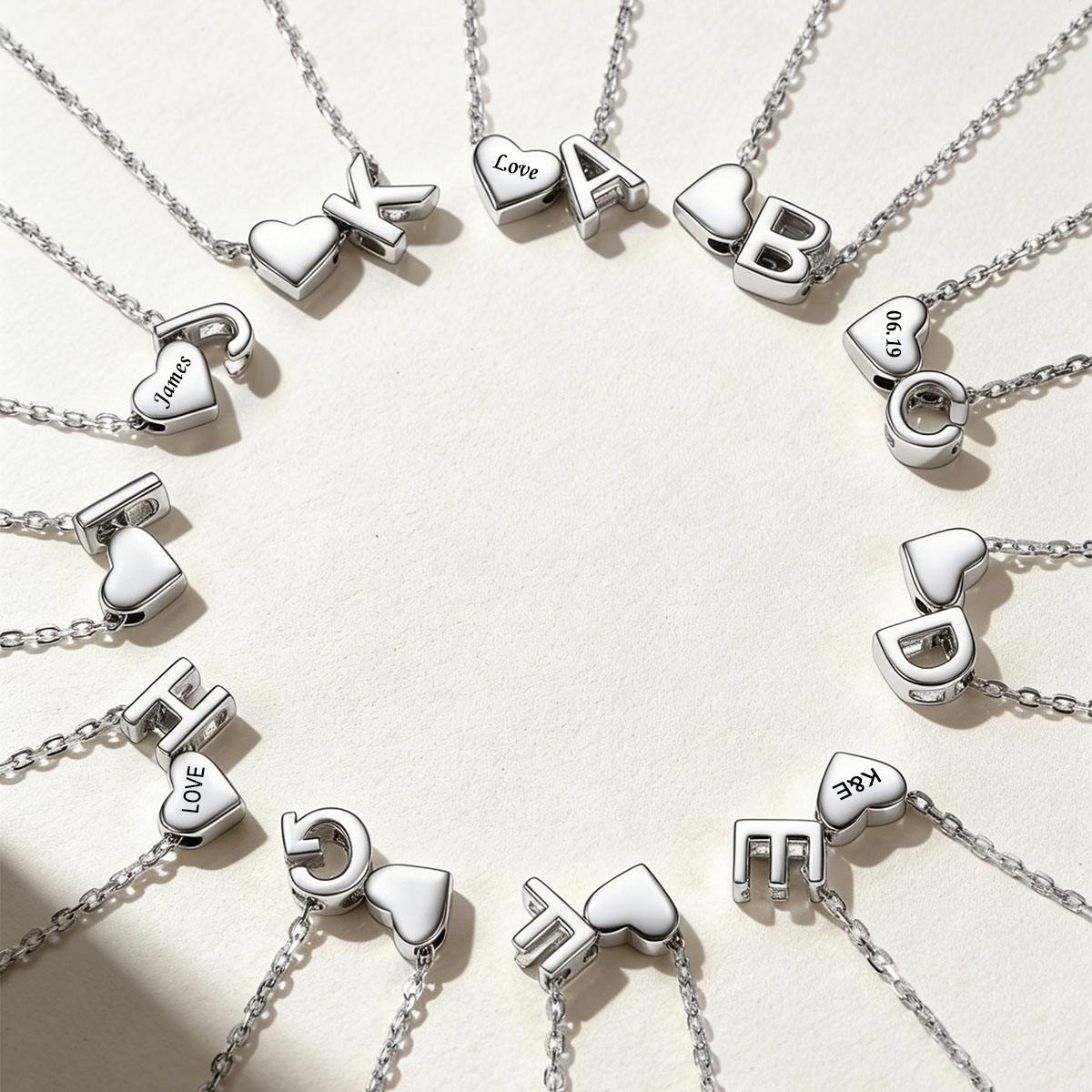 Wearing Custom Heart Initial Bracelet in different initial