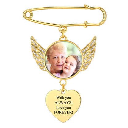 Wedding Bouquet Picture Charms Brooch Pins in Gold Plated