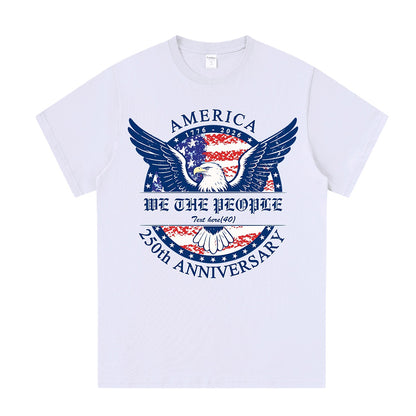 White 250th Anniversary T Shirt USA 4th of July Shirts for Men Women