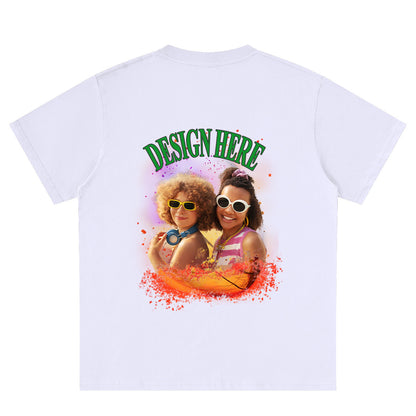 White Back cusotm Photo and Text T-Shirts