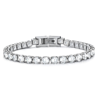 White Cubic Zirconia Tennis Bracelet in Stainles Steel