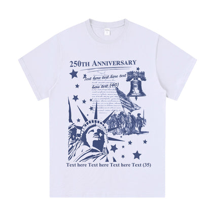 White Custom 250th Anniversary USA T Shirt 4th of July Shirts