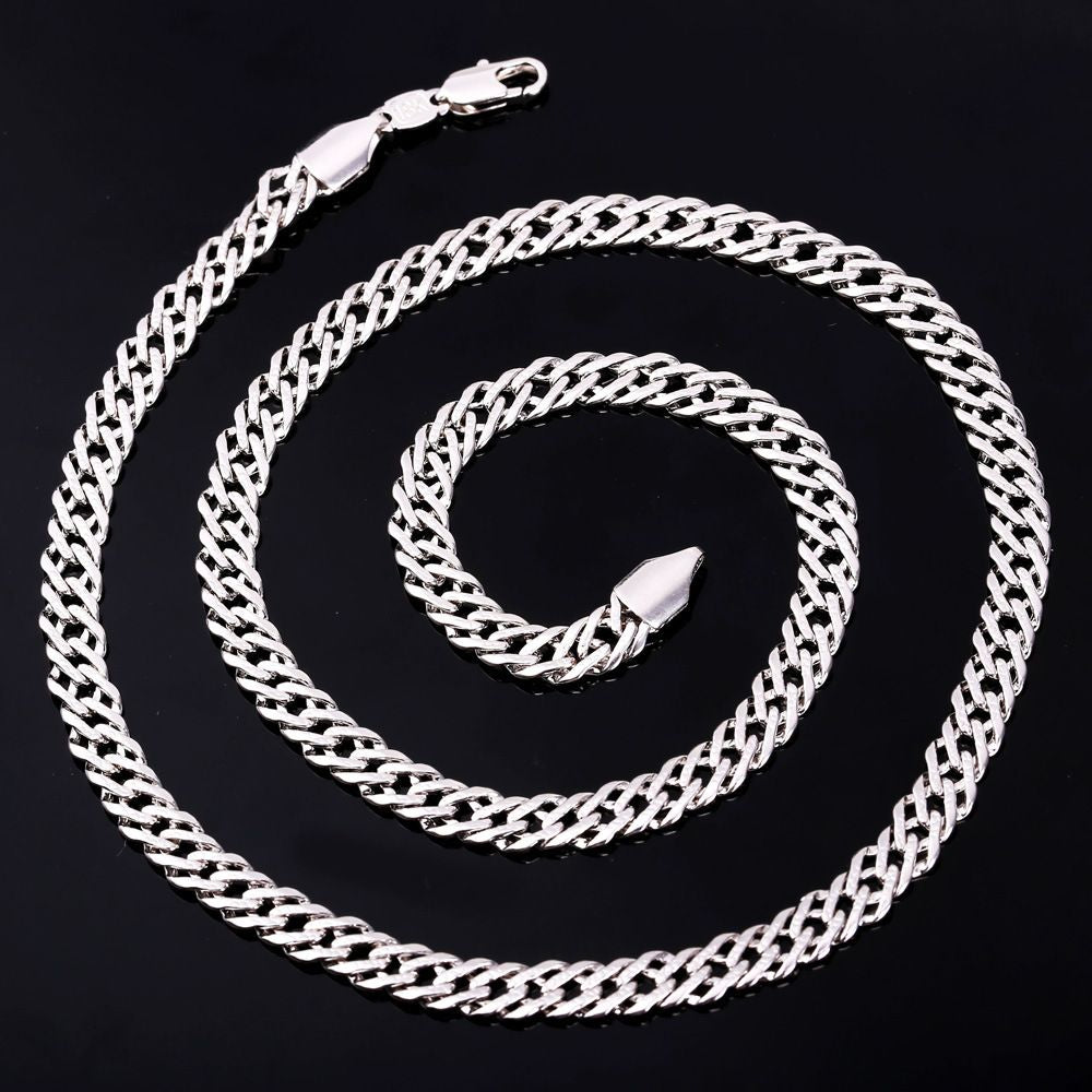 White Gold Plated 6MM Chain Link Necklace 