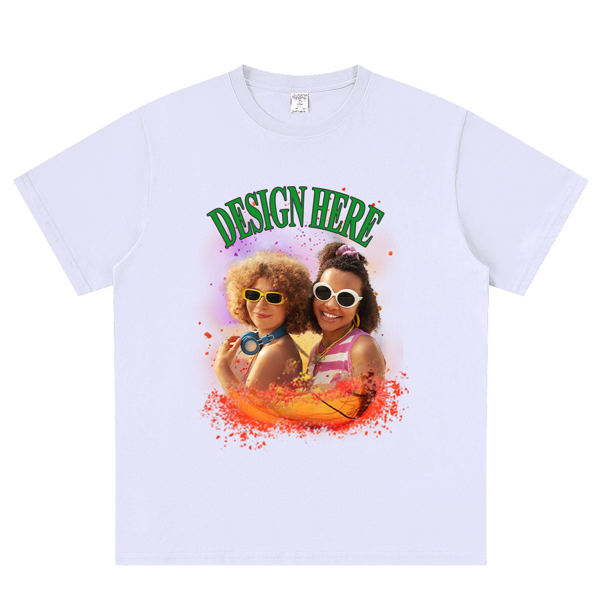 White Personalized Photo and Text T-Shirts