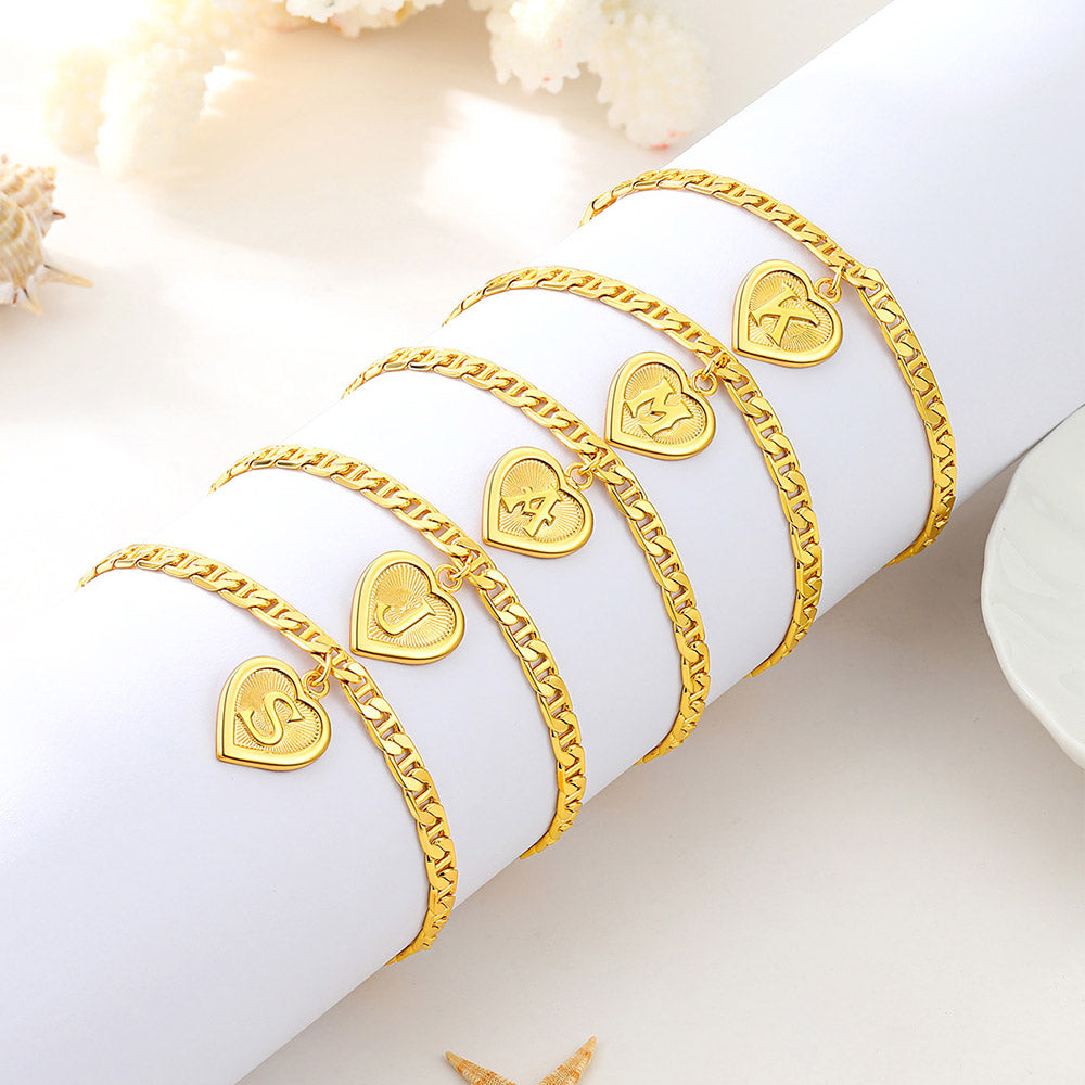 Personalized Initial Charm Mariner Chain Anklet – BIRTHSTONES