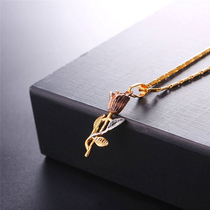 Womens Rose Pendant Necklace