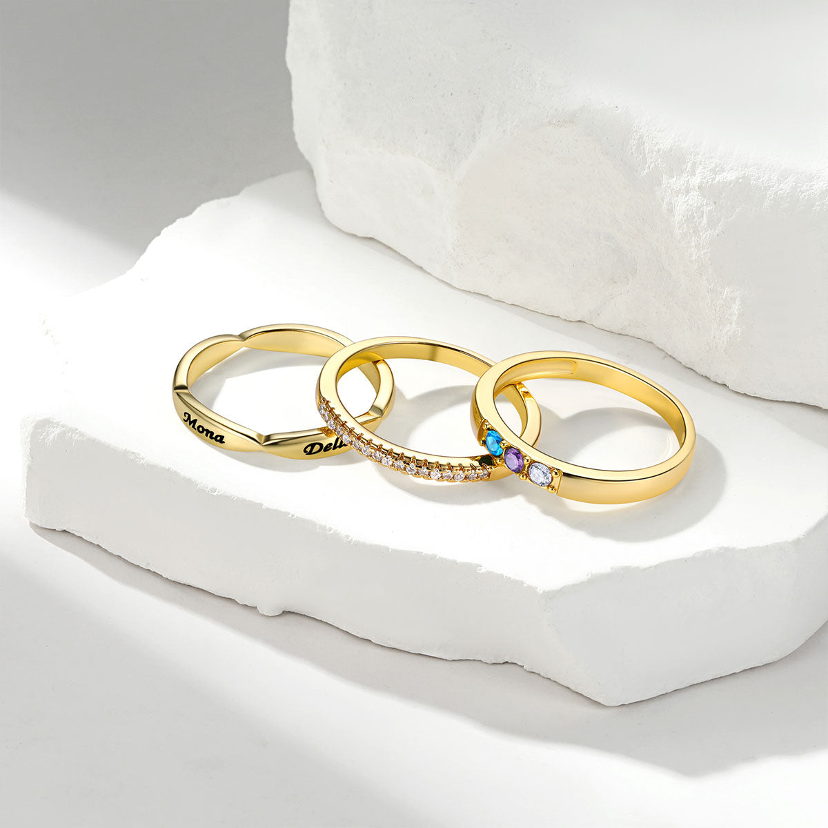 Womens Stackable Ring With Birthstone for Women