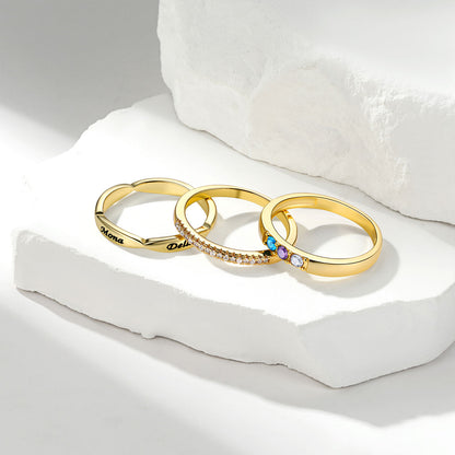 Womens Stackable Ring With Birthstone for Women