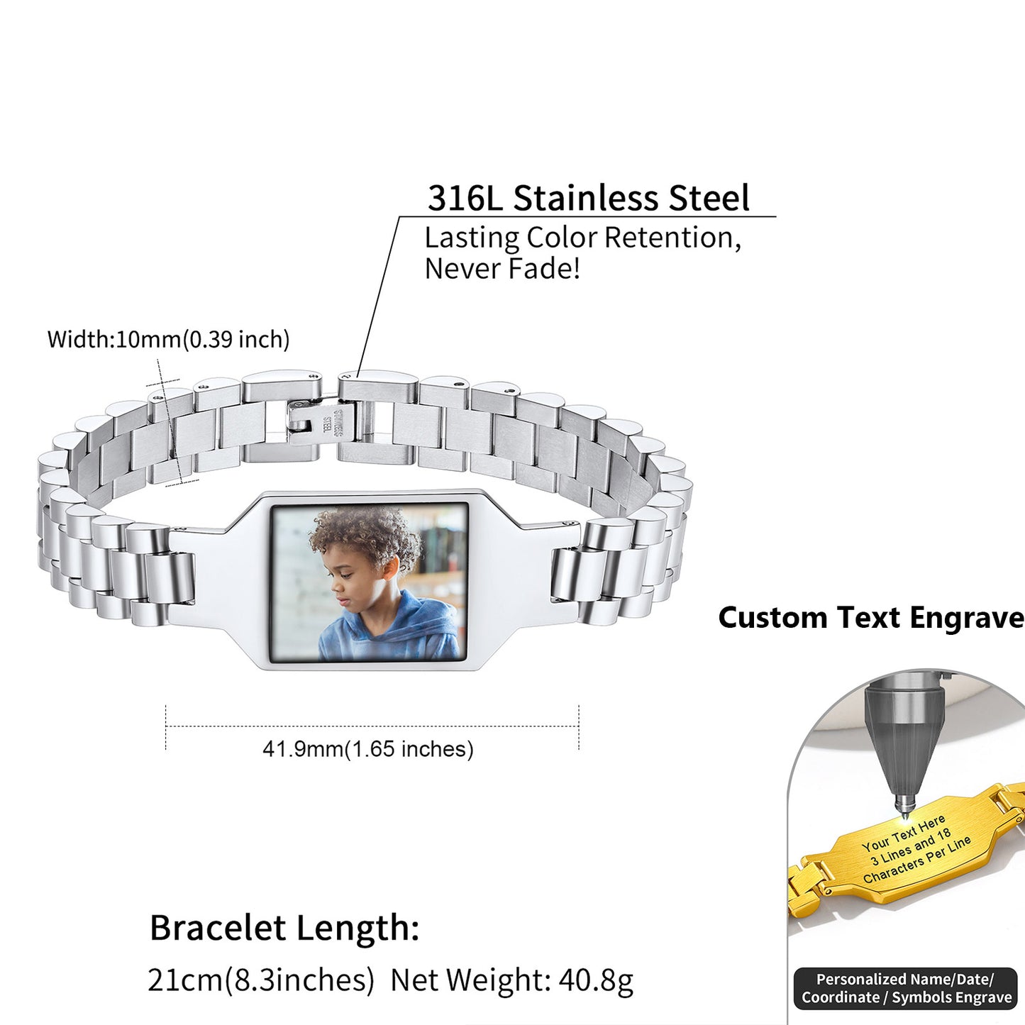 Wristband Photo Bracelet for Men