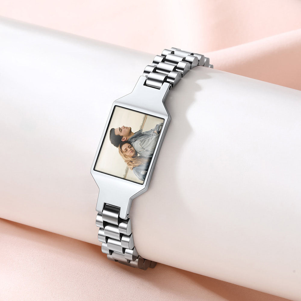 Wristband Photo Bracelet for Men Stainless Steel