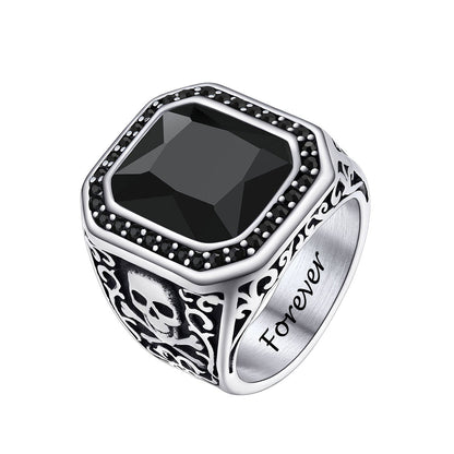 X Bone Skull Gemstone Ring for Man
