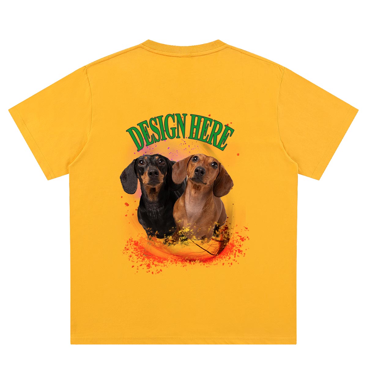 Yellow Back cusotm Photo and Text T-Shirts