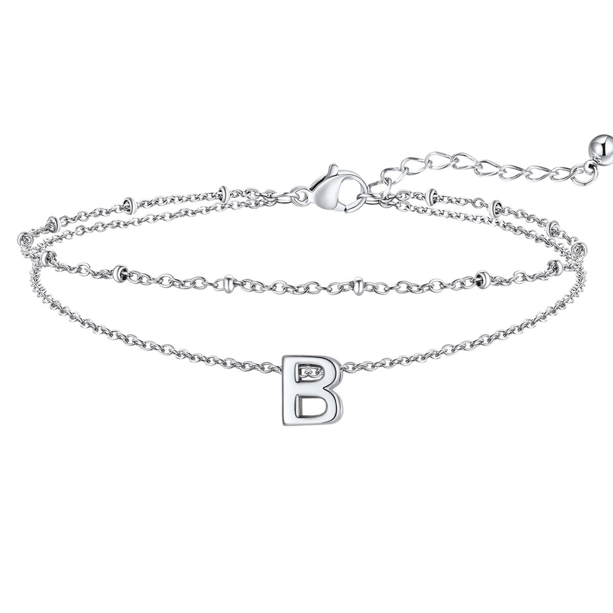 Initial Layered Anklet for Women